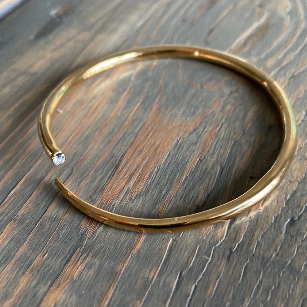 T Tahari Gold Tone Bangle with Swarovski Crystal